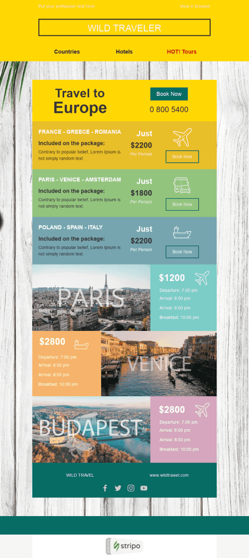Promo Email Template «Wild Traveler» for Tourism industry mobile view
