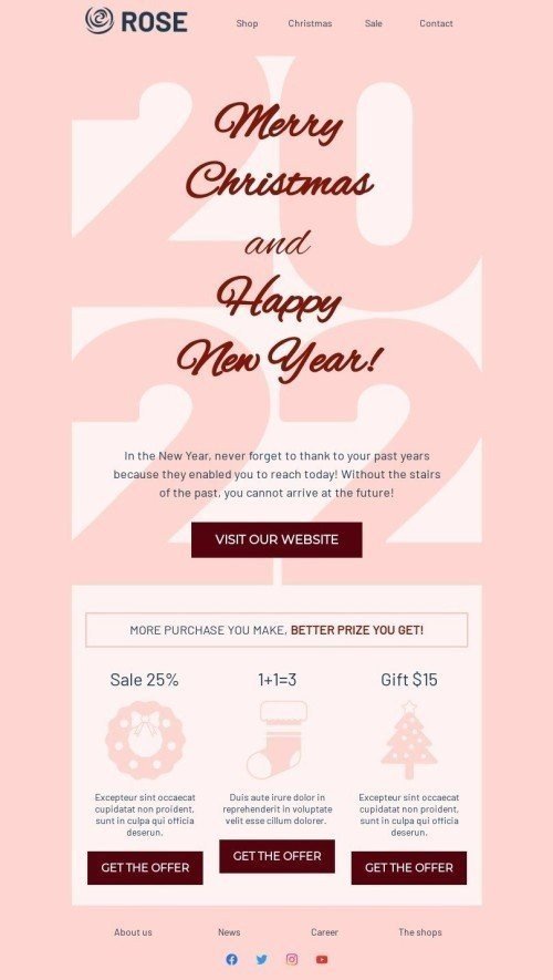 Christmas Email Template "Make more purchases" for Fashion industry mobile view