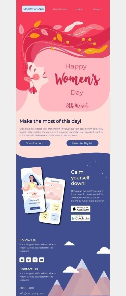 Women's Day Email Template "Make the most of this day" for Sports industry mobile view