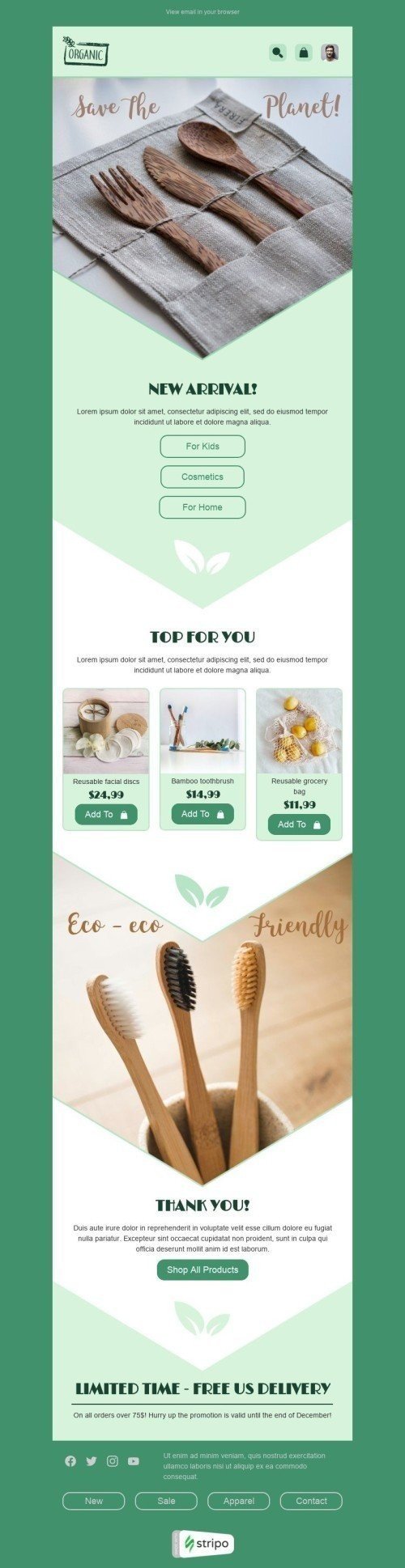 Earth Day Email Template "Eco eco friendly" for Organic & Eco Goods industry mobile view