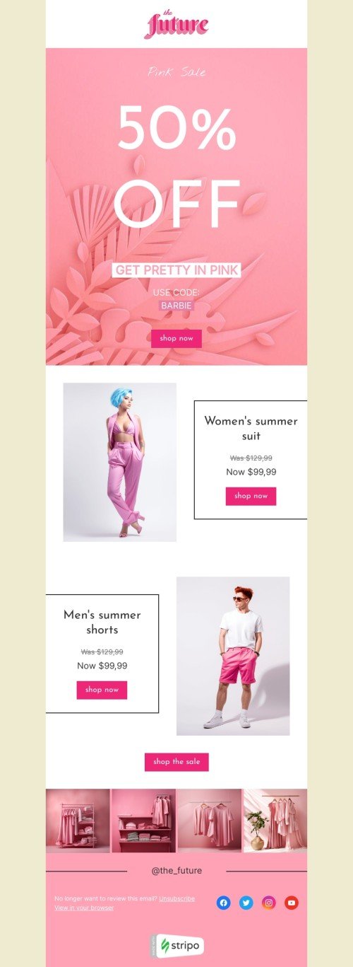 Get Pretty In Pink Email Template By Full Name Stripo Email