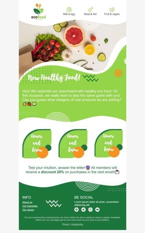 Promo Email Template «Healthy food» for Organic & Eco Goods industry desktop view