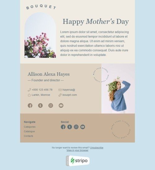 Promo Email Template «Make your mom happy» for Gifts & Flowers industry mobile view