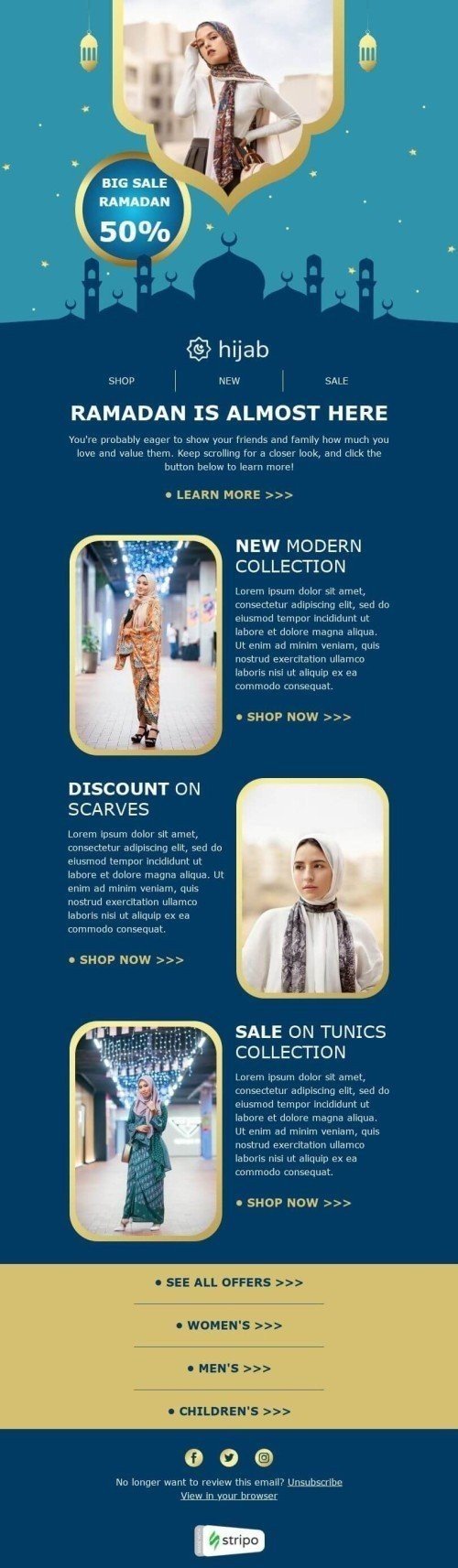 Ramadan Email Template «Hijab sale» for Fashion industry mobile view