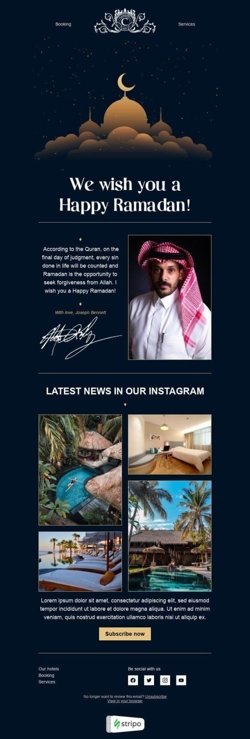 Ramadan Email Template «Luxury Hotel» for Hotels industry mobile view