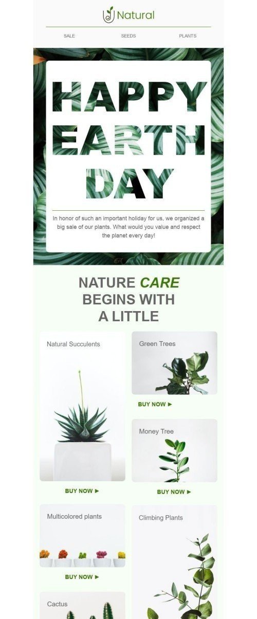 Earth Day Email Template «Nature care» for Furniture, Interior & DIY industry desktop view