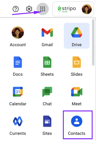 Création d'un groupe dans Gmail étape 1