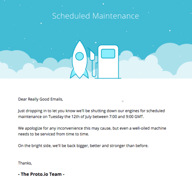 Notification email sample _ Scheduled maintenance