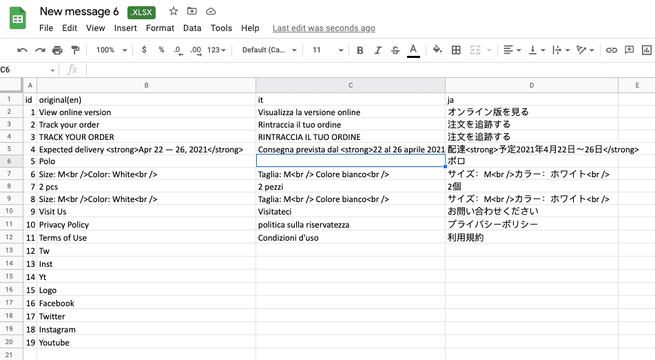 Filling out Excel File with Translations