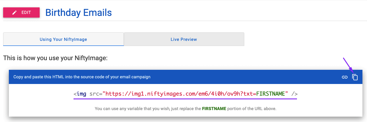 Wie man mit NiftyImages eine E-Mail mit dynamischen Inhalten erstellt