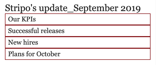 Monthly Investor's Update