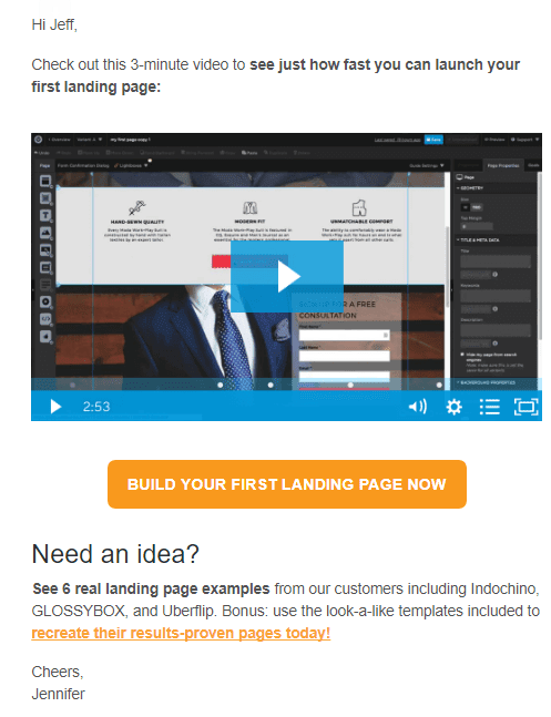 Onboarding Email Example with Video