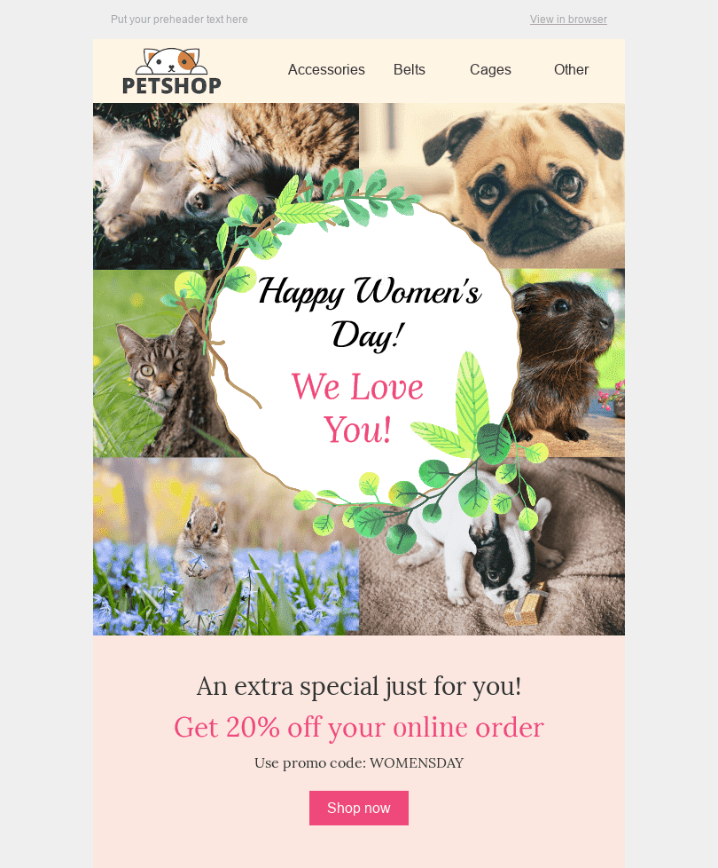 Pets Newsletter for Woman's Day 
