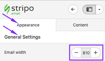 Setting Email Template Width with Stripo