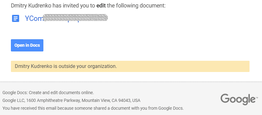 Приклад повідомлень від Google Docs _ Stripo