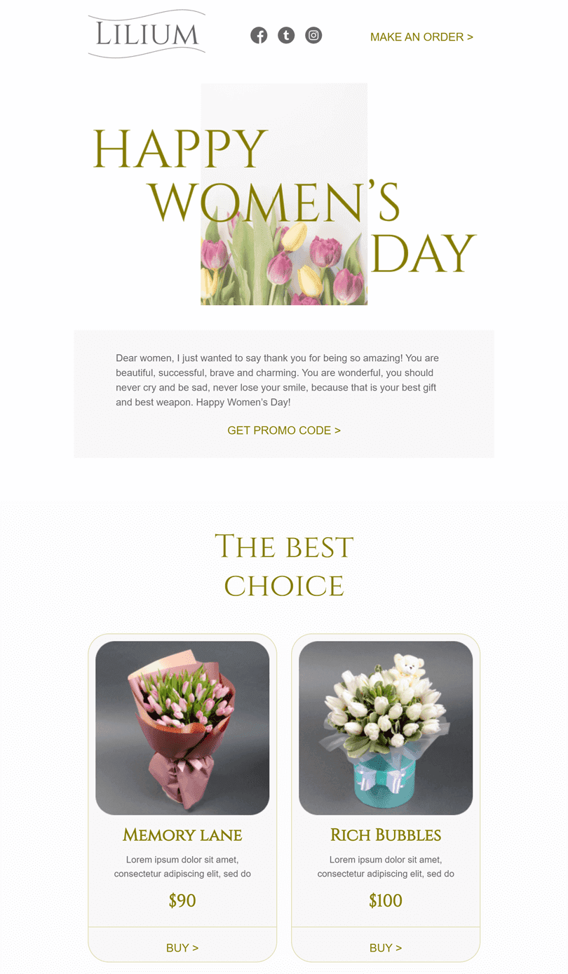 Templates for Woman's Day newsletter 