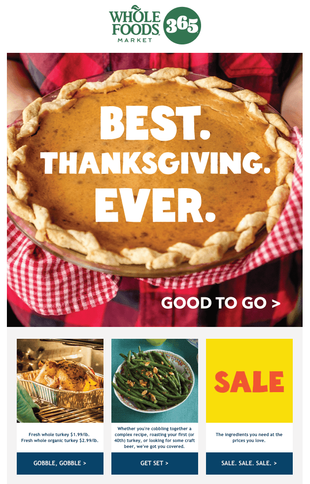 Promo in Thanksgiving Emails