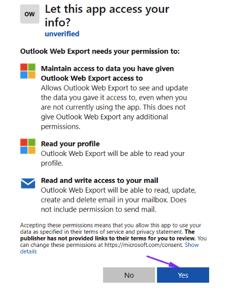 Предоставление доступа к вашей учетной записи Outlook