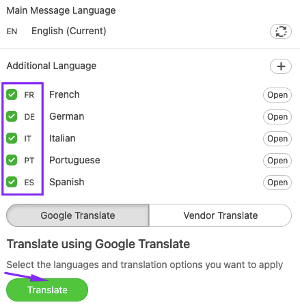 Translating Emails into All Target Languages at Once