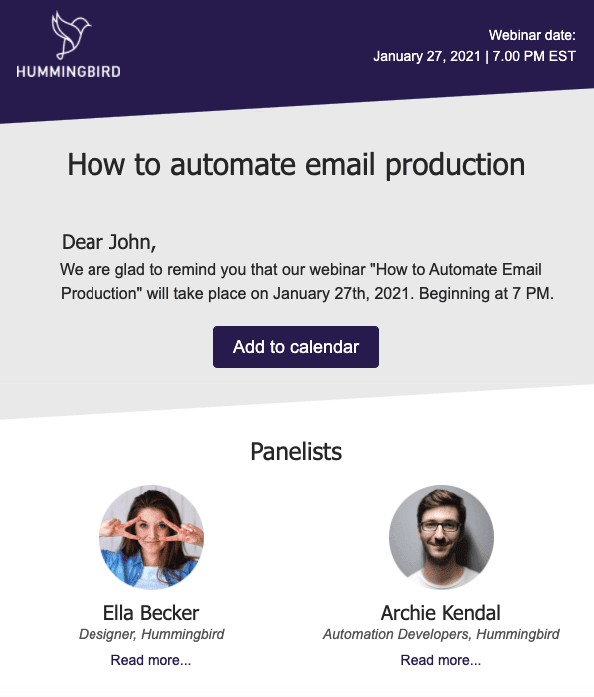 Webinar Reminder Email Template