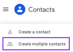 Choosing the multiple contacts option