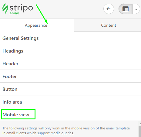 how to Build Email with Stripo Mobile View Settings