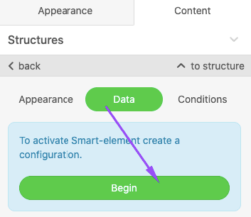 Activating the Smart Elements Option