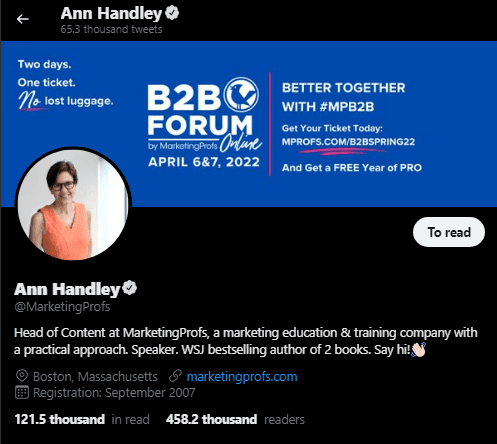 Ann Handley Twitter