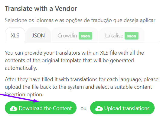 Baixando arquivos para traduções