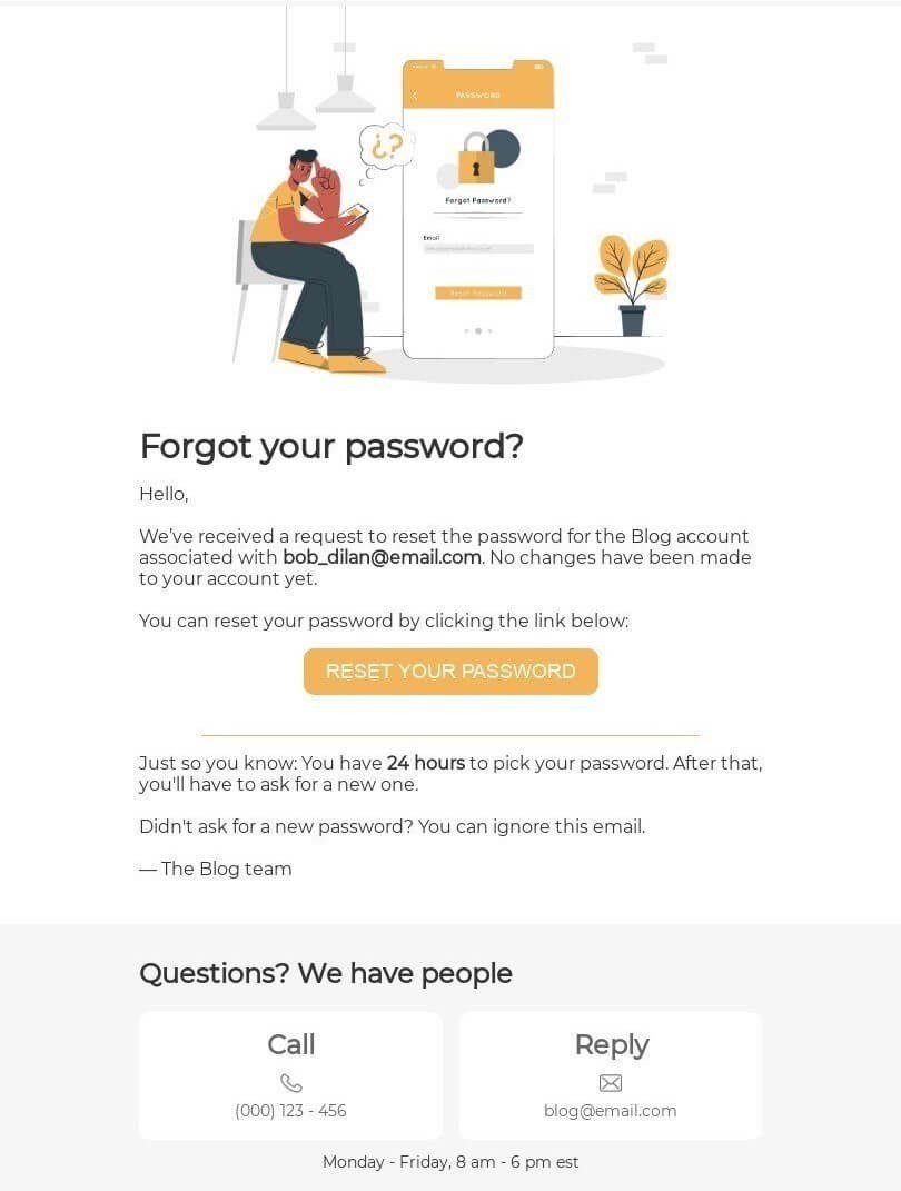 Il miglior esempio di email di reimpostazione della password per catturare l'attenzione degli abbonati