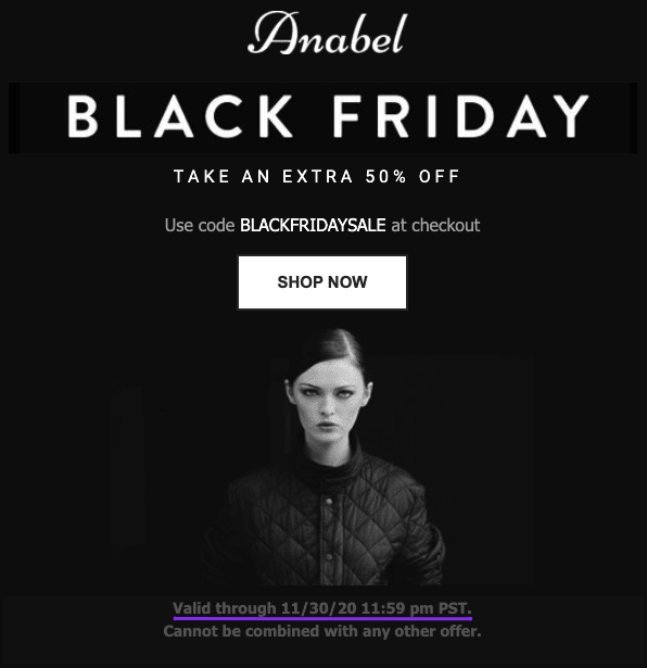 Example of how to announce a Black Friday sale beforehand