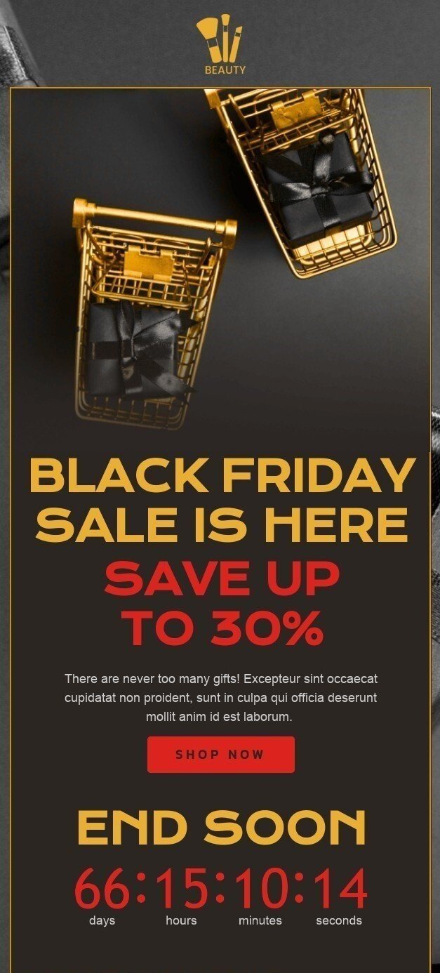 Modelo de e-mail da Black Friday Modelos Stripo