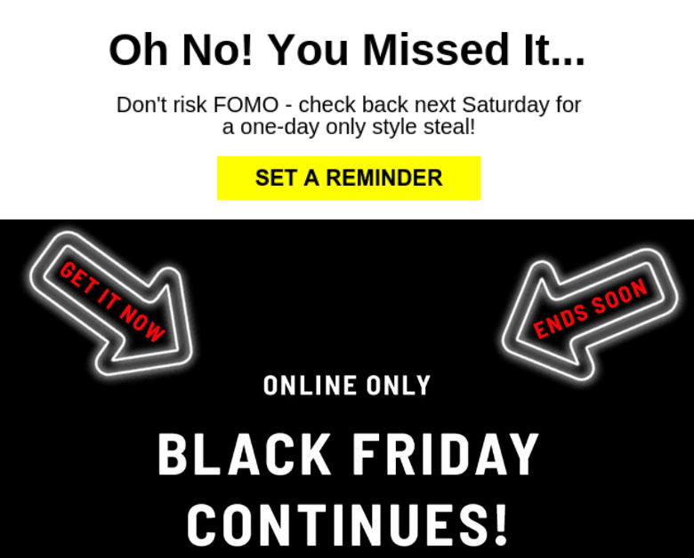 Example of a Subject Line for Black Friday Extended email campaign
