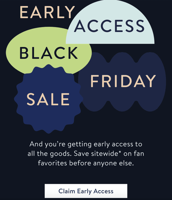 Example of Black Friday marketing campaigns for Early birds