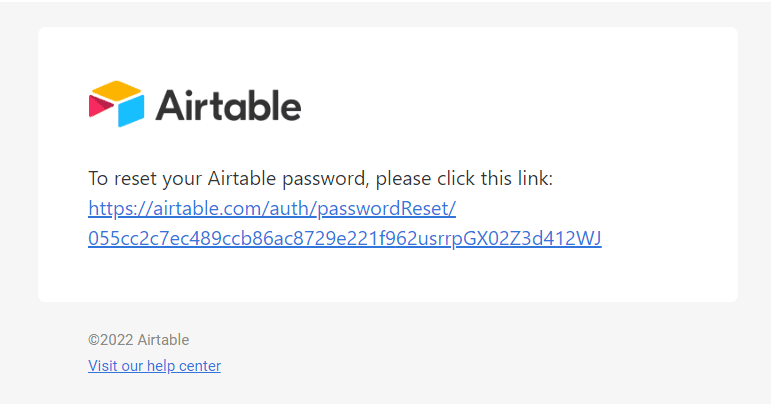 Brief Password Reset Email Example