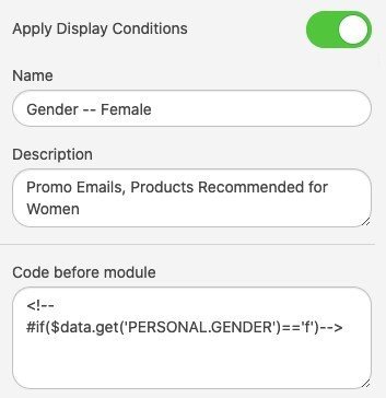 Conditions_Adding Conditions to Particular Email Elements_Gender Female