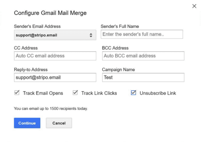 Configuring Mail Merge tracking