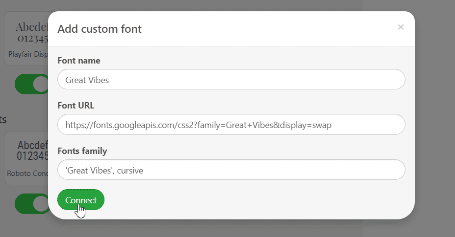 Connecting Your Custom Font