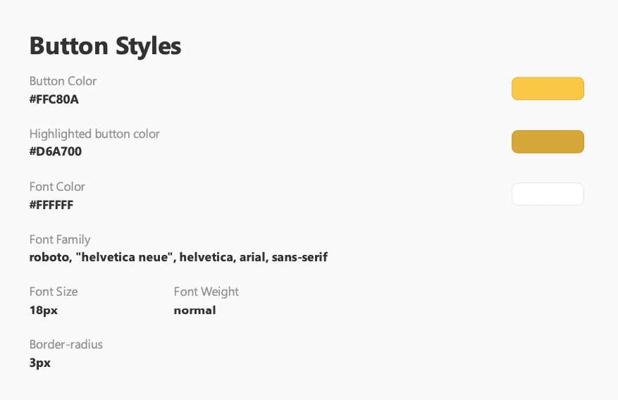 Desig Style Recommendations Divided into Sections