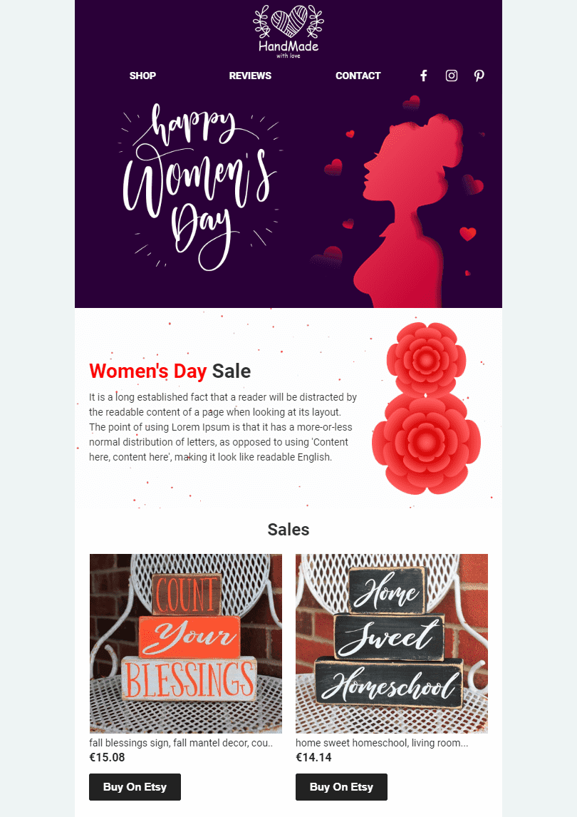 Ecommerce Woman's Day Newsletter Template 