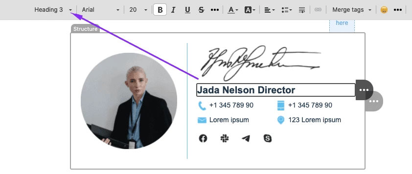 Edit Signature Section for HTML Emails with Stripo