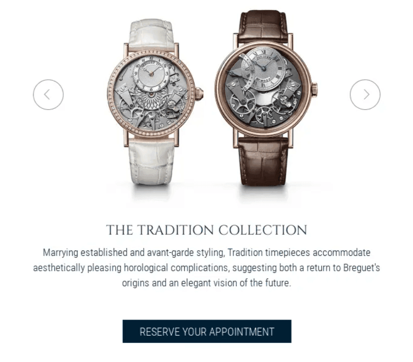 Email Carousel Example from Breguet
