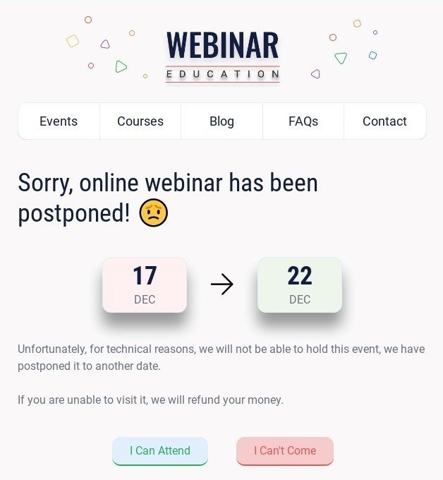 Esempio di email con scuse per webinar posticipati, appuntamenti mancanti