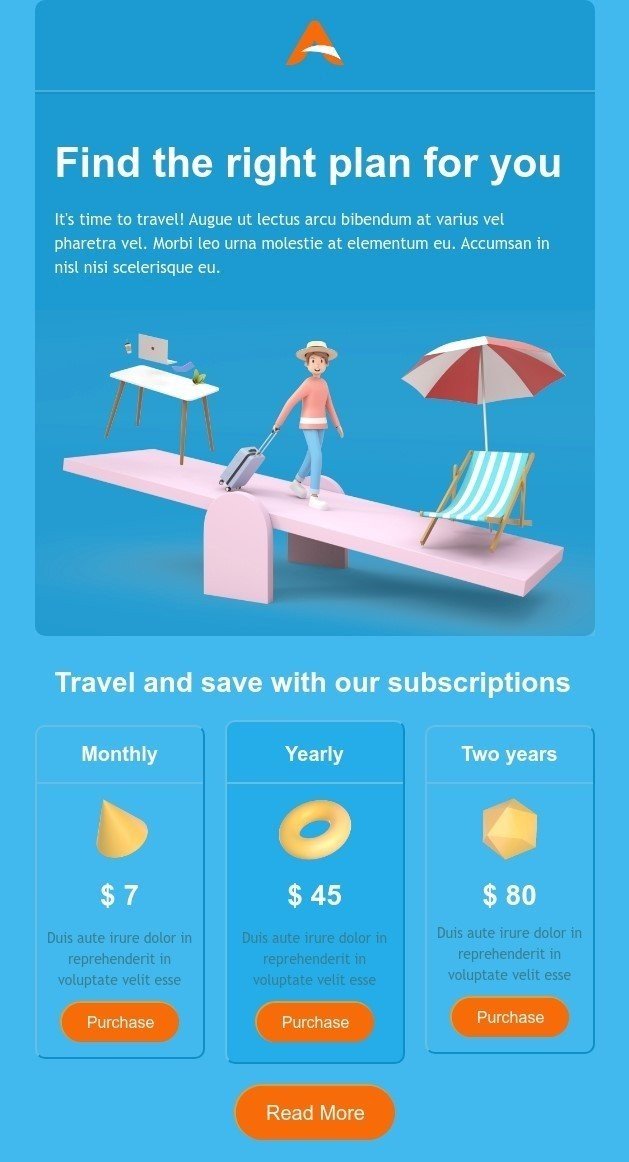 Example of promo emails for the travel and tourism industry