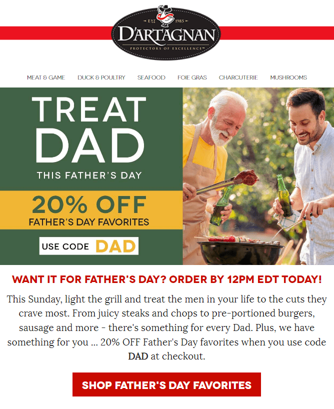 Exemple d'e-mail pour la fête des pères