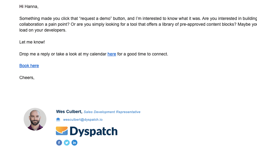 Follow-up email after demo