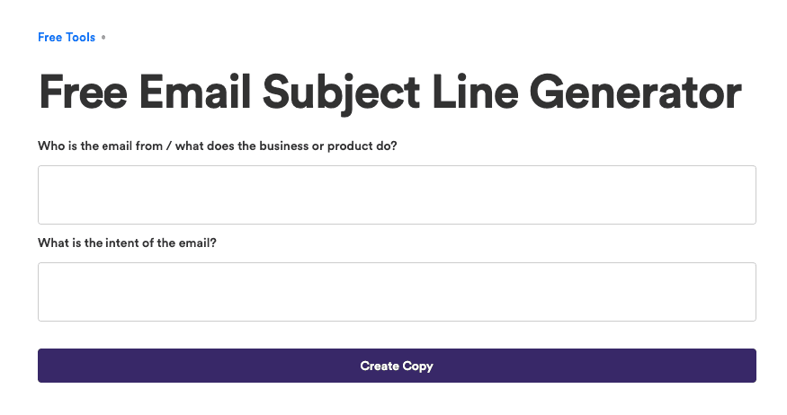 Copy.ai Generator of Subject Lines for Email Marketing