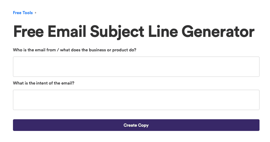 Copy.ai Generador de Líneas de Asunto para Marketing de Correo Electrónico