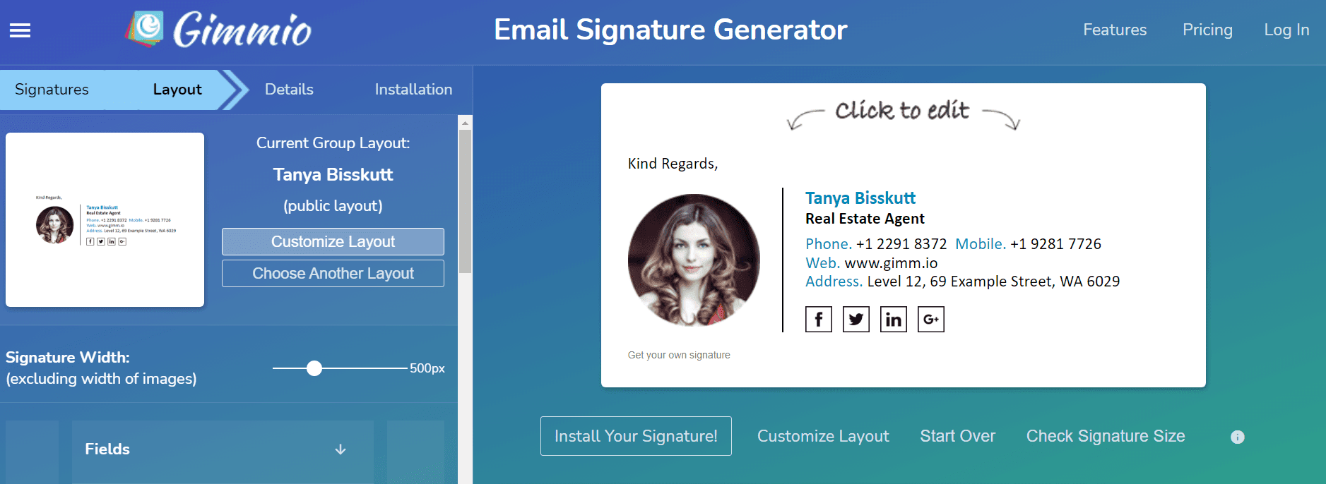 Professional Email Signature Generator _ Gimmio