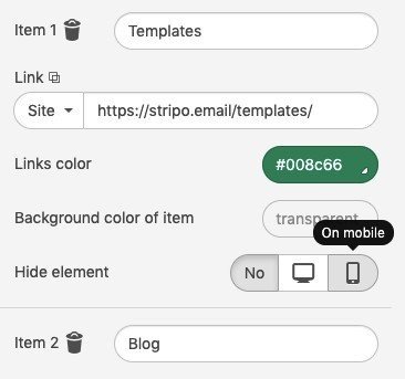 HTML email width best practice Hiding menu elements